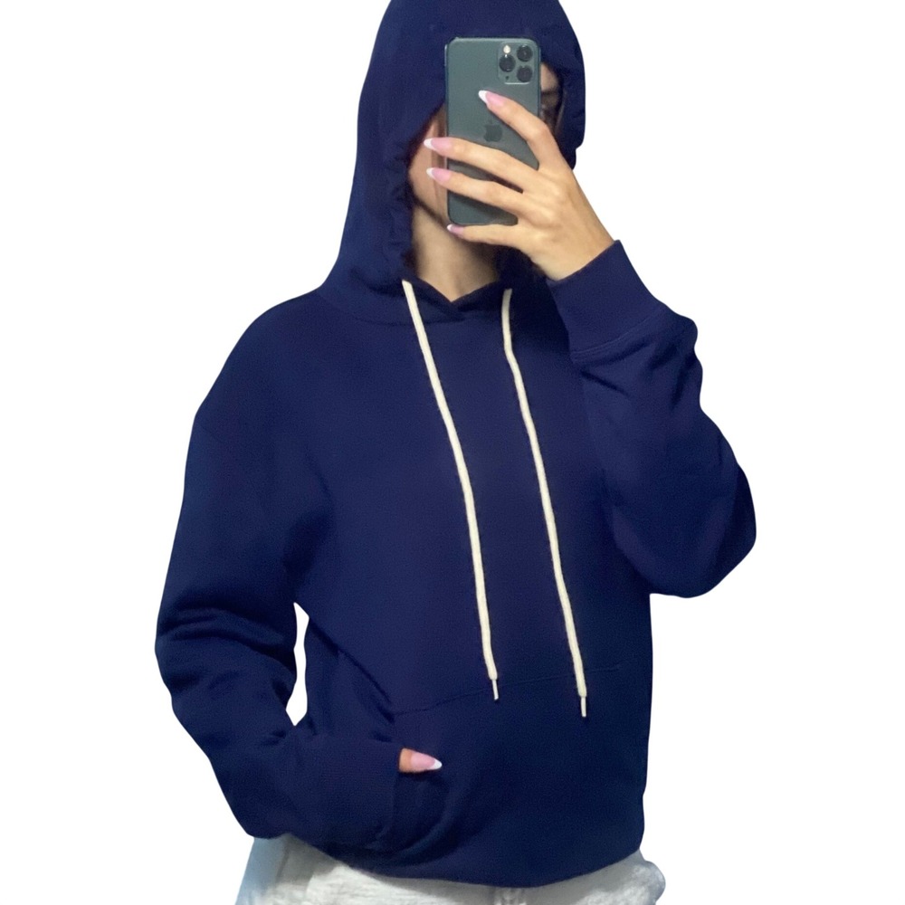 NWT True Craft Navy Ultra Soft Drawstring Hoodie with Pocket Fuzzy Lining - S